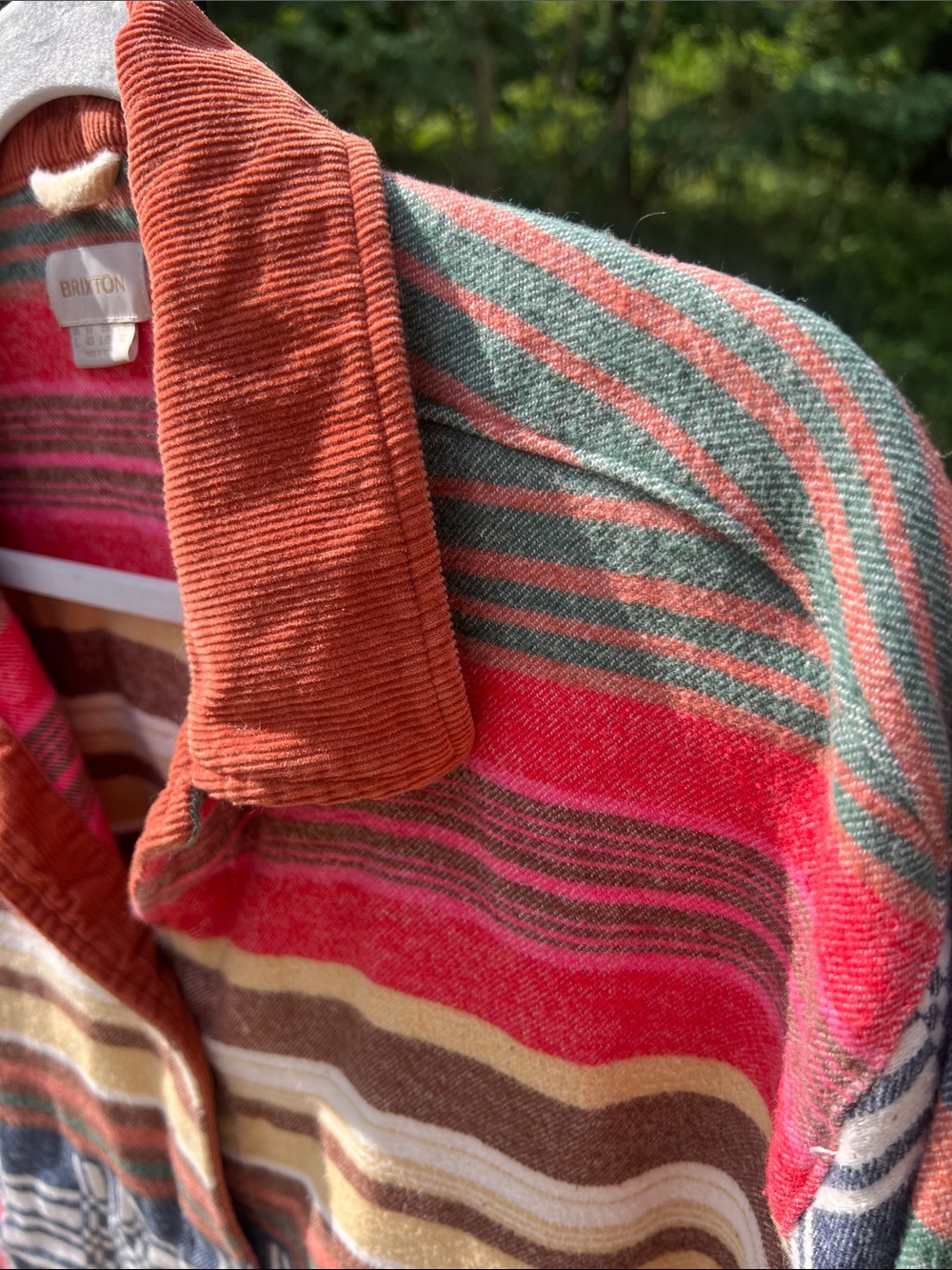 Brixton Benito Southwestern Style Multicolor Striped Corduroy Collar Jacket - Picture 7 of 15